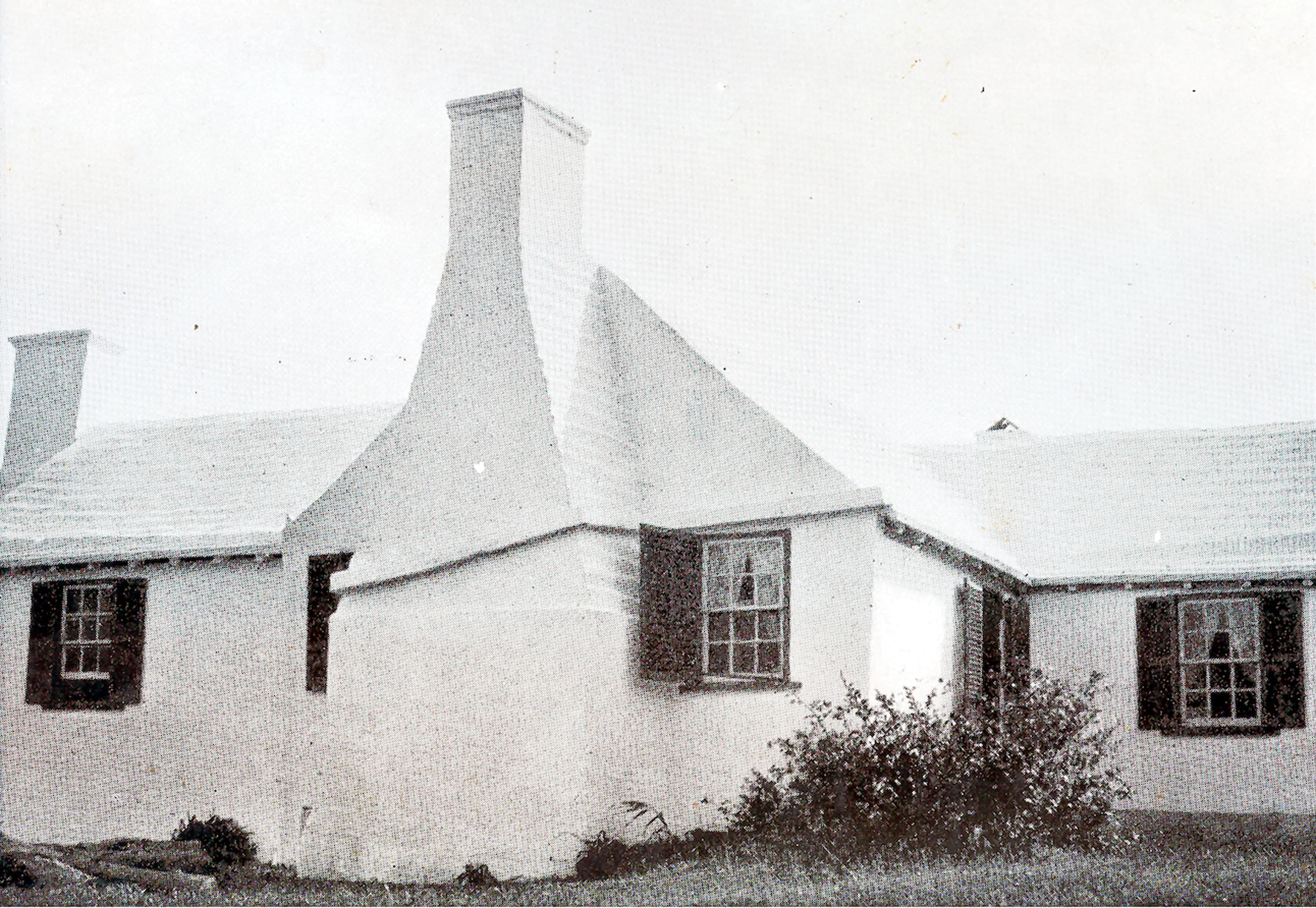 A traditional Bermuda cottage, photographed in black and white