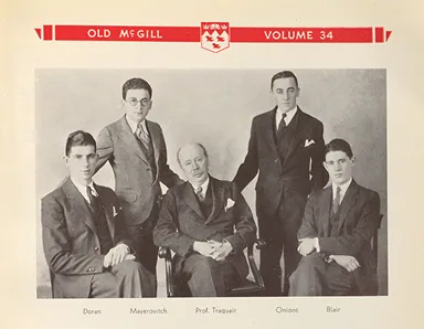 McGill Architecture Society, 1931 with Onions as its secretary and Professor Traquair, his mentor.