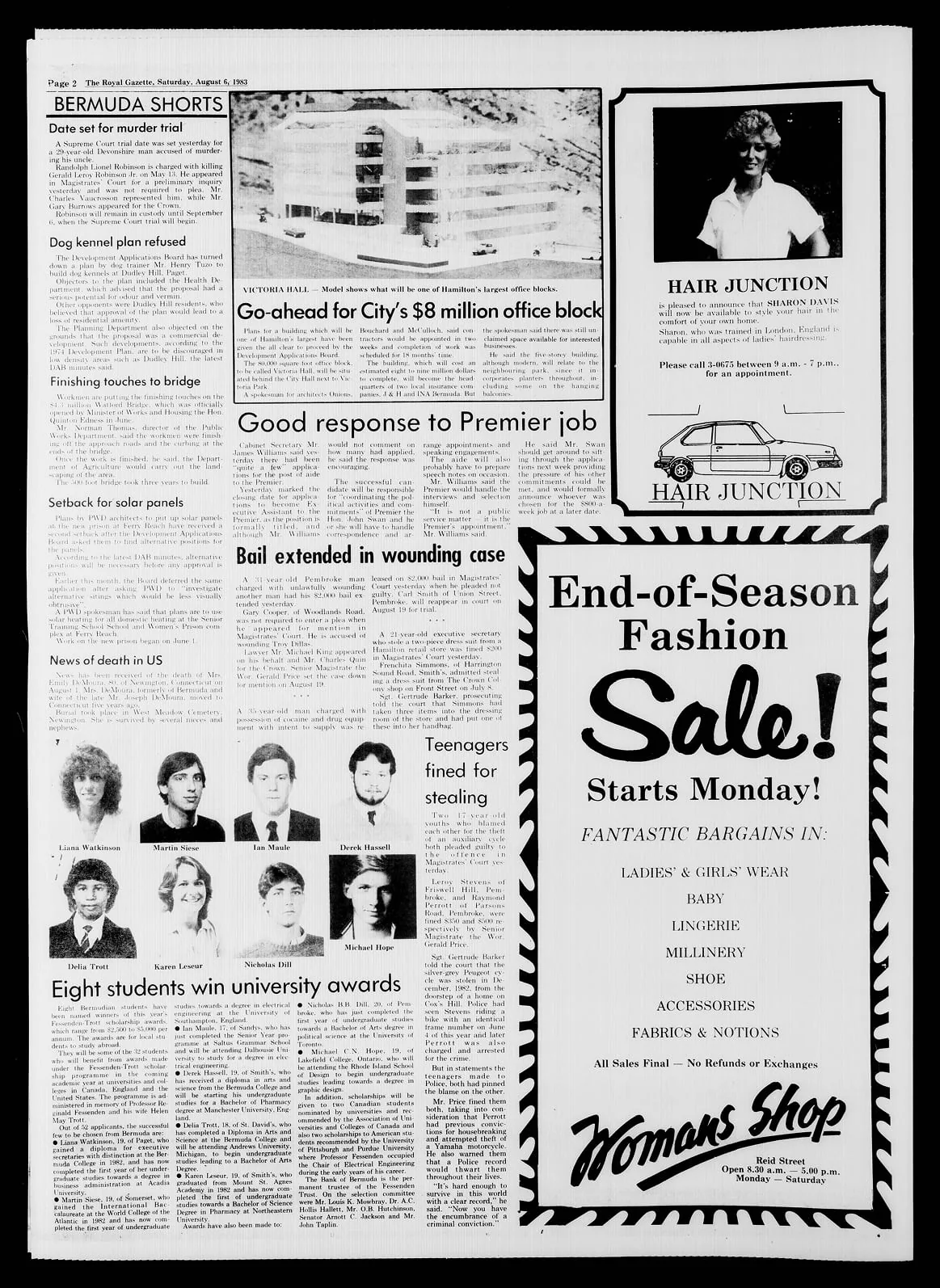 The Royal Gazette, 6 August 1983, page 2